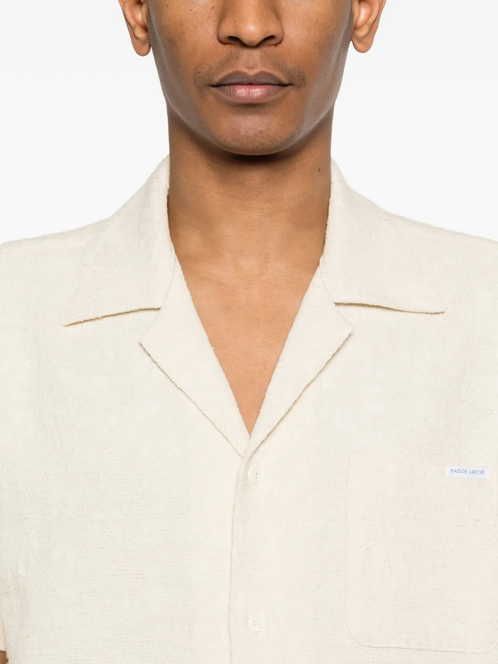 Maison Labiche Overhemd met logopatch Beige