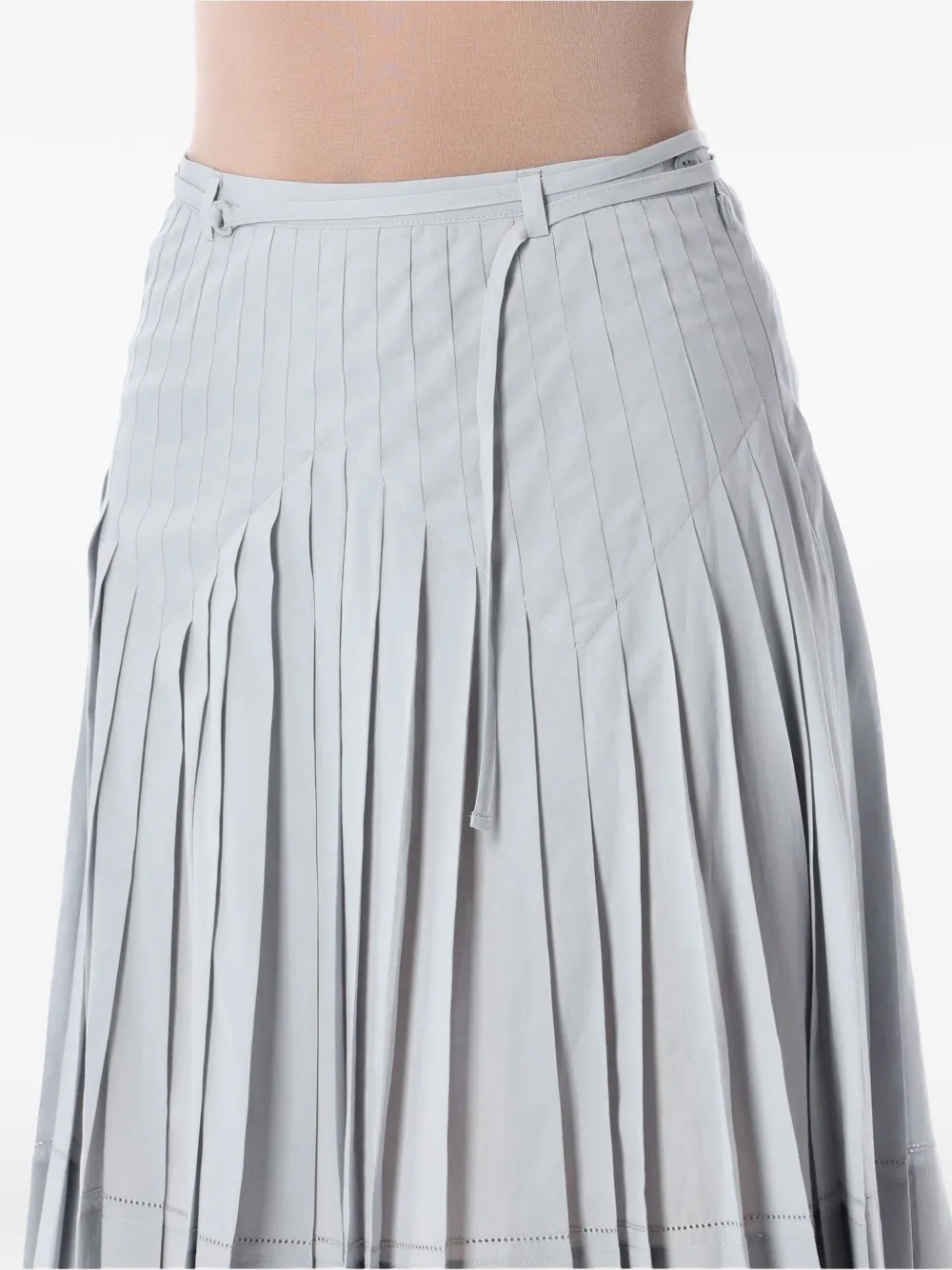  Low Classic Pleated Midi Skirt - Blue 