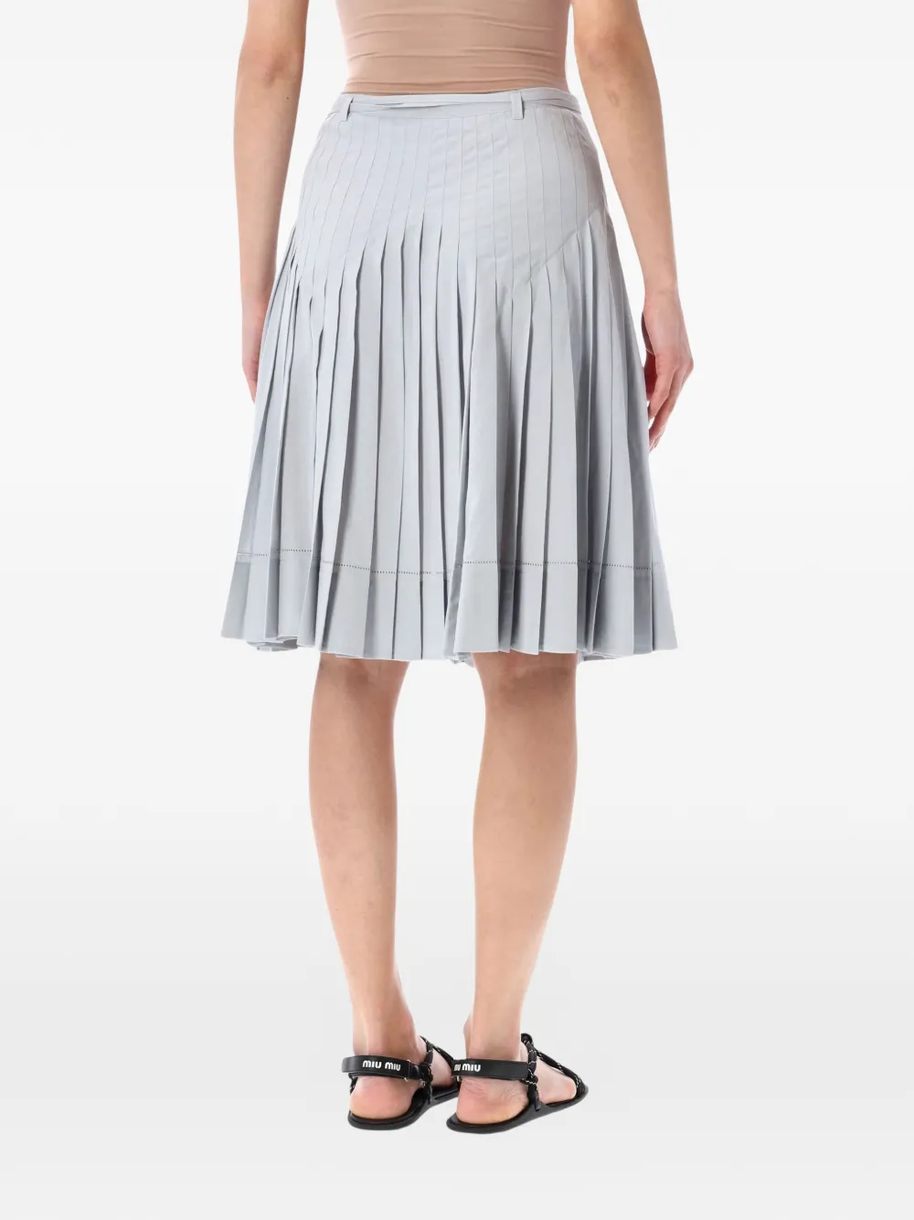  Low Classic Pleated Midi Skirt - Blue 