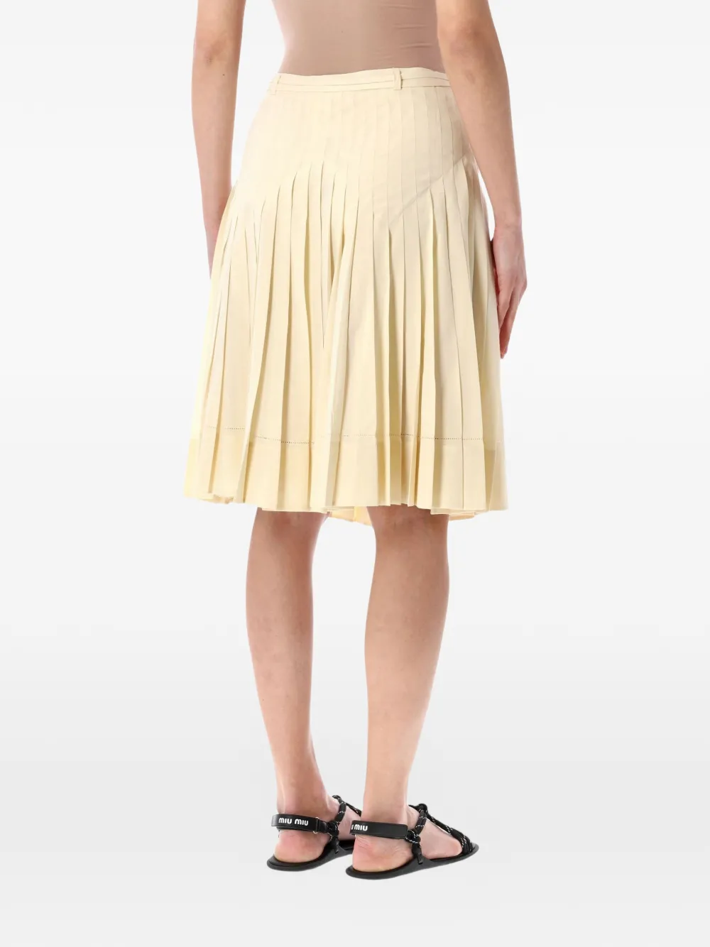  Low Classic Pleated Midi Skirt - Yellow 