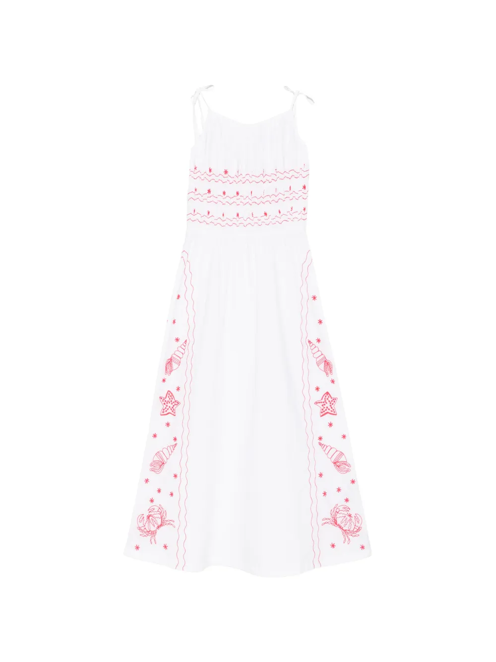 Maison Labiche floral-embroidered midi dress - Bianco