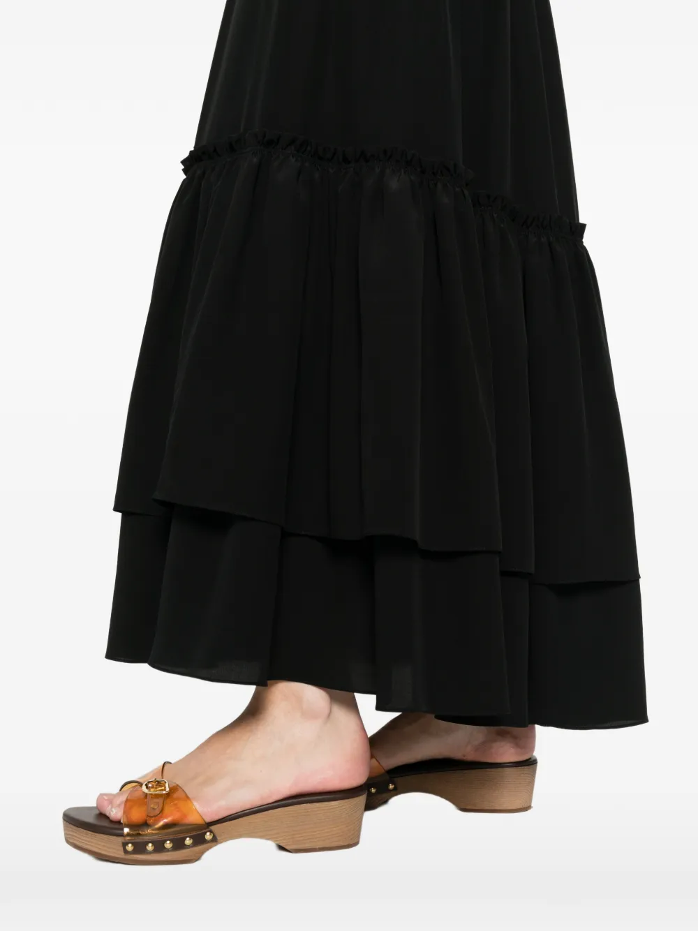 Chloé Gelaagde maxi-rok met ruches Zwart