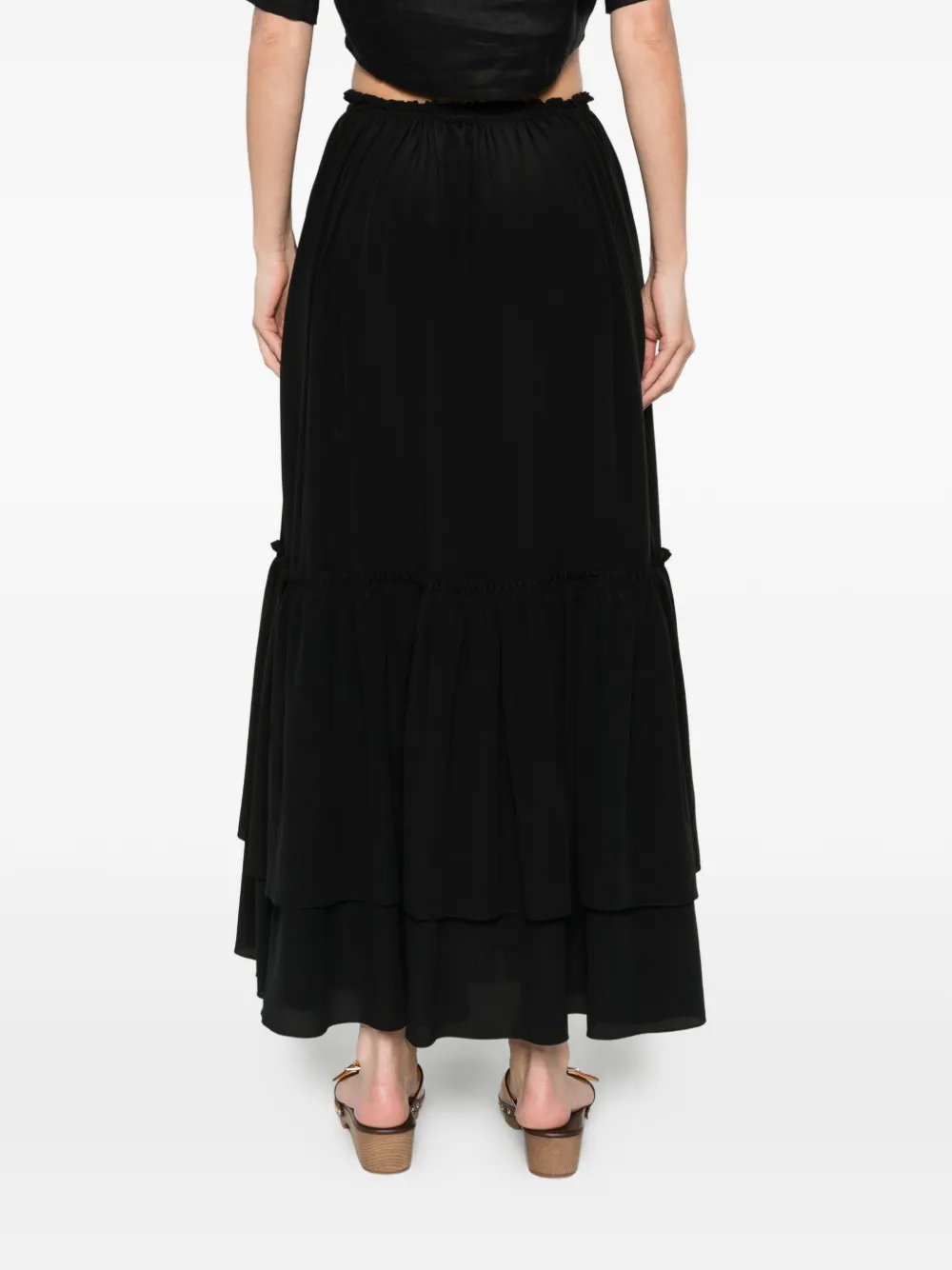 Chloé Gelaagde maxi-rok met ruches Zwart