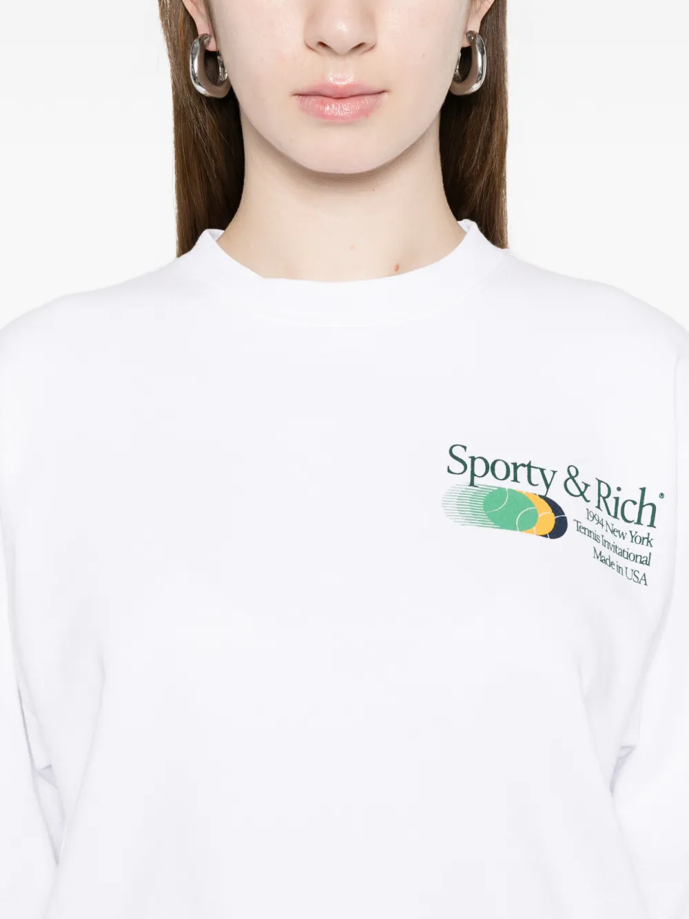 Sporty & Rich Invitational sweater met ronde hals Wit