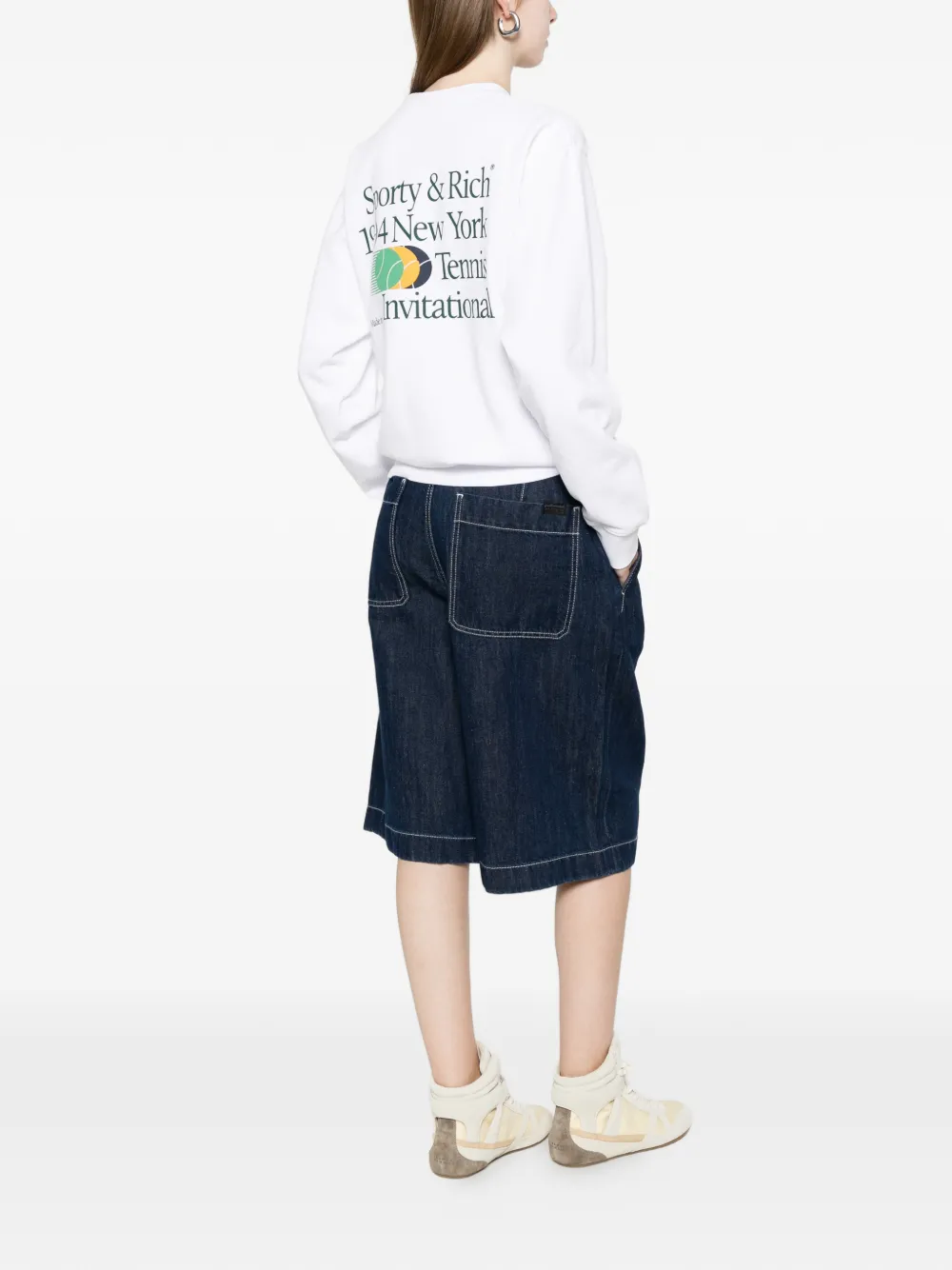 Sporty & Rich Invitational sweater met ronde hals Wit