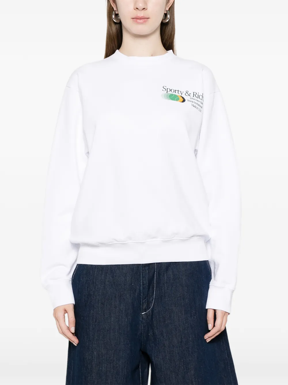 Sporty & Rich Invitational sweater met ronde hals Wit