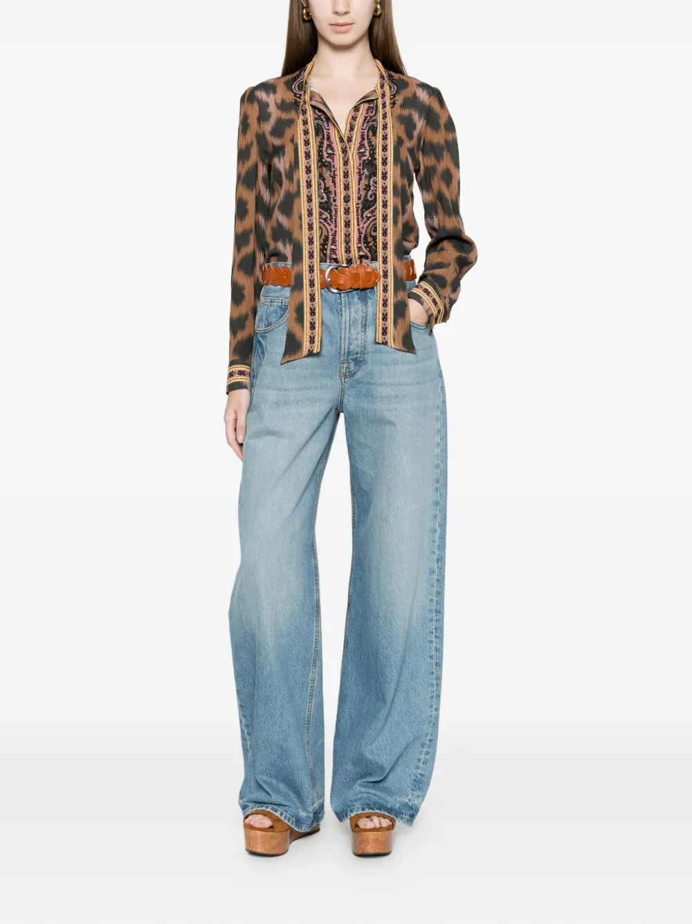 ETRO Blouse met dierenpatroon Beige