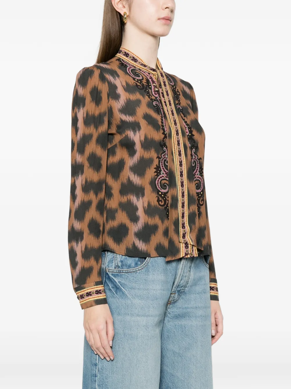 ETRO Blouse met dierenpatroon Beige