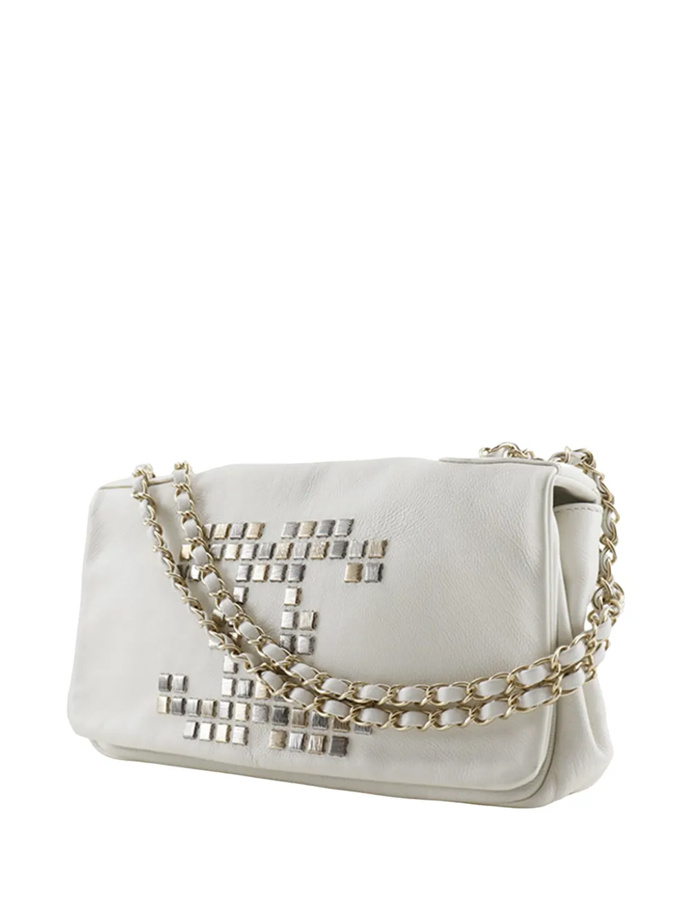  Chanel Pre-owned Bolso De Hombro Cc Mosaic Studs Accordion Flap De Piel De Borrego 2008-2009 - Blanco 