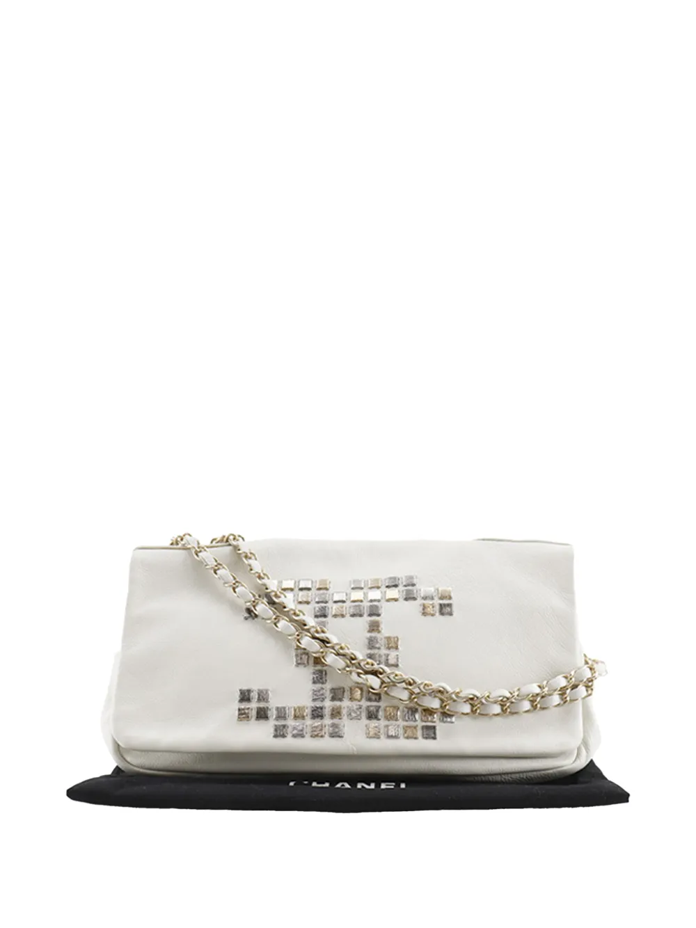  Chanel Pre-owned Bolso De Hombro Cc Mosaic Studs Accordion Flap De Piel De Borrego 2008-2009 - Blanco 