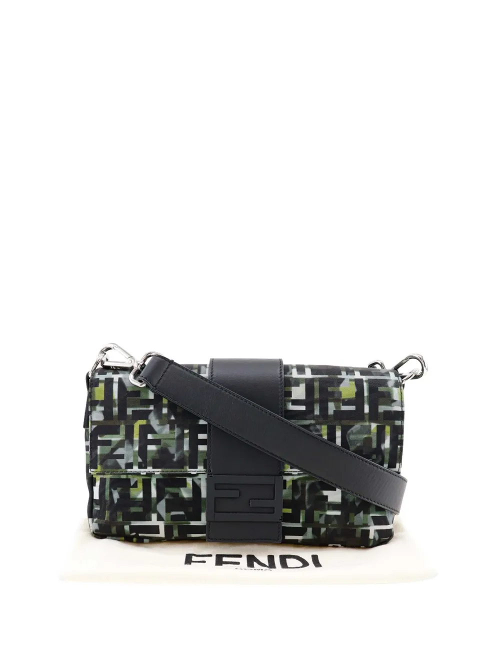 Fendi Pre-owned Bolso Satchel Convertible Baguette De Nylon Con Motivo Militar 2010-2026 - Negro 