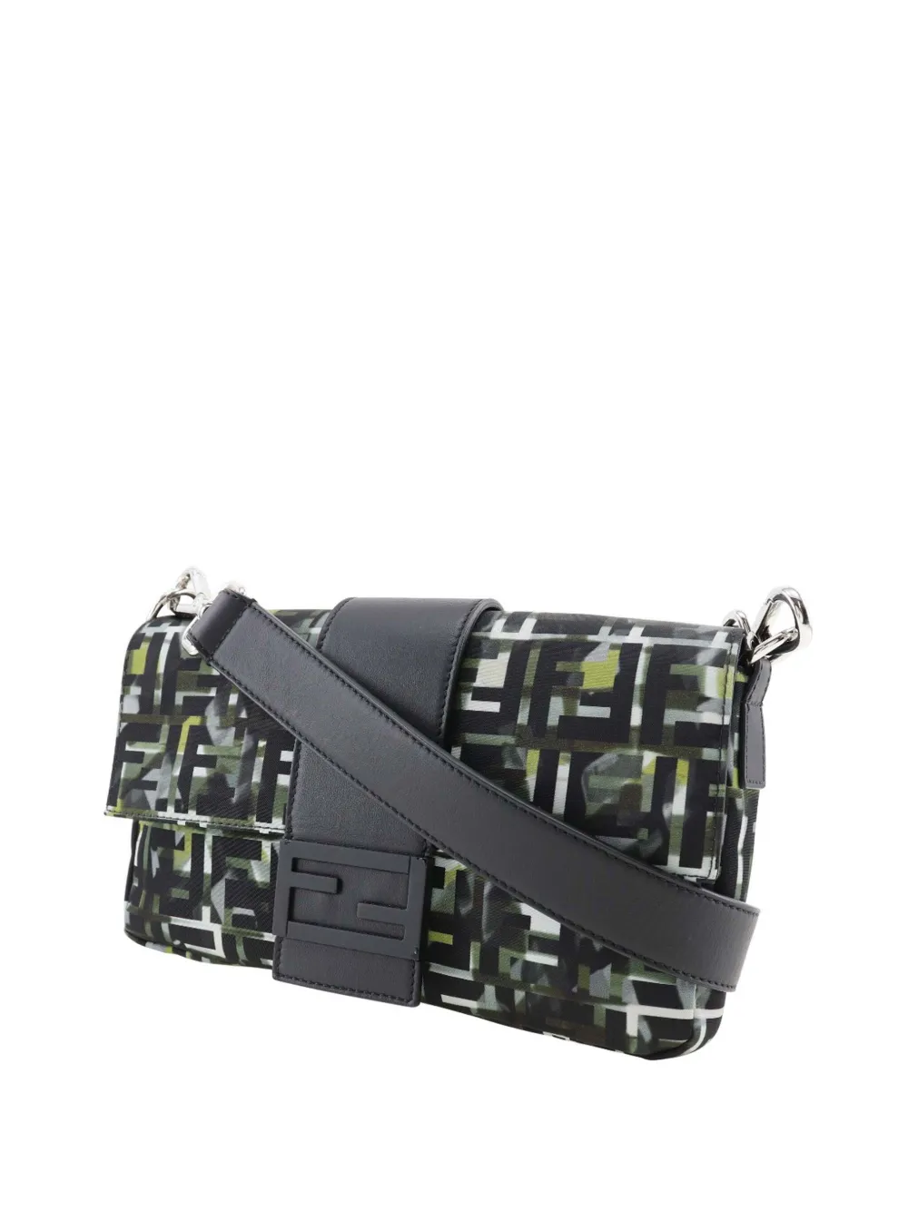  Fendi Pre-owned Bolso Satchel Convertible Baguette De Nylon Con Motivo Militar 2010-2026 - Negro 