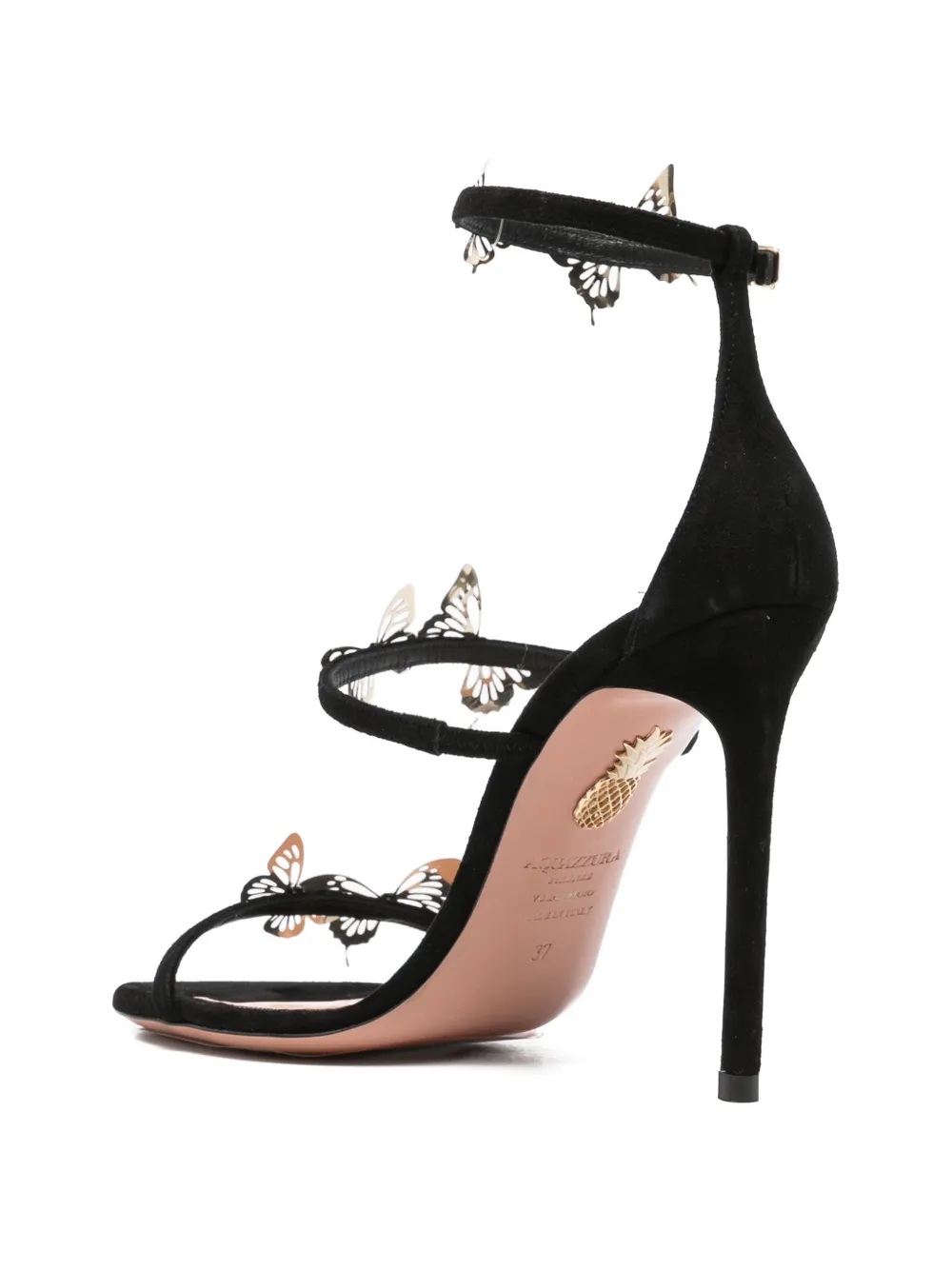 Aquazzura Sandalen verfraaid met vlinders en hak Zwart