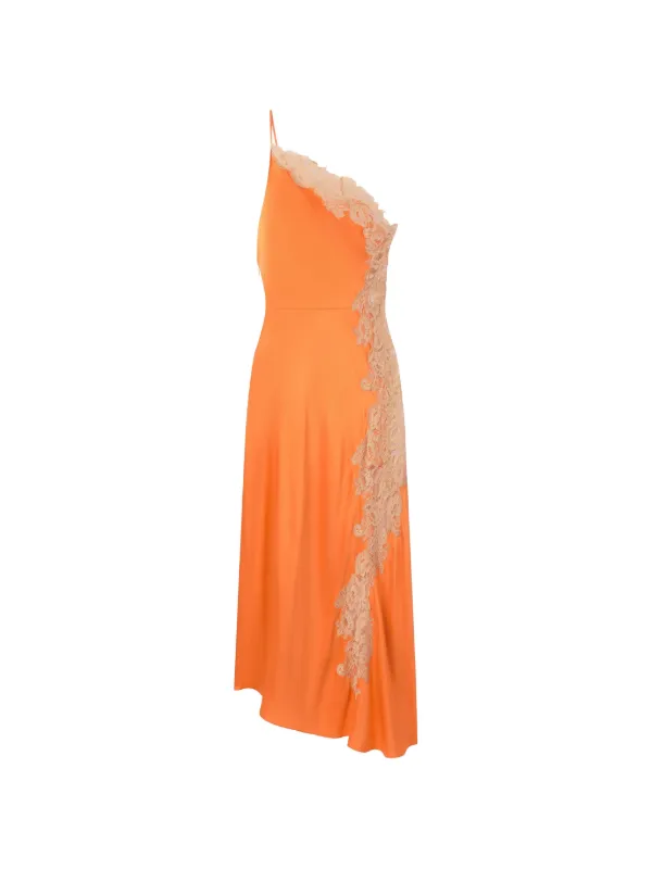 A.L.C. Lou One-shoulder Asymmetric Midi Dress in Orange
