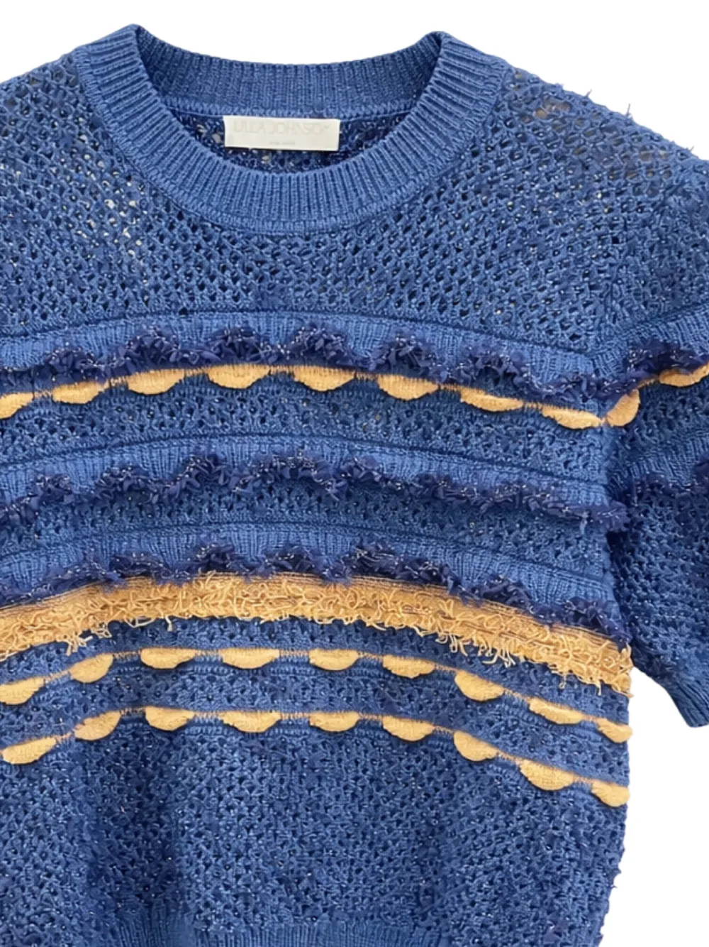 Ulla Johnson Gebreide top met korte mouwen Blauw