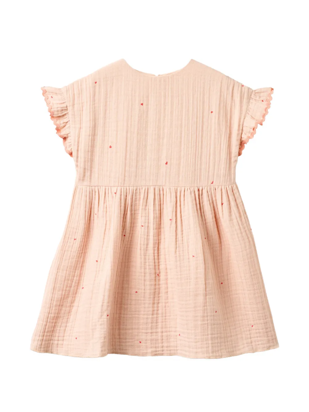 WHEAT ruffled-sleeve heart-embroidered dress - Rosa