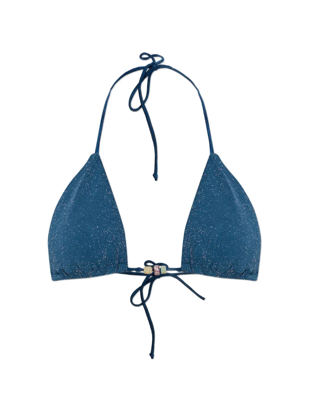 Bond-eye beaded triangle bikini top - Blau