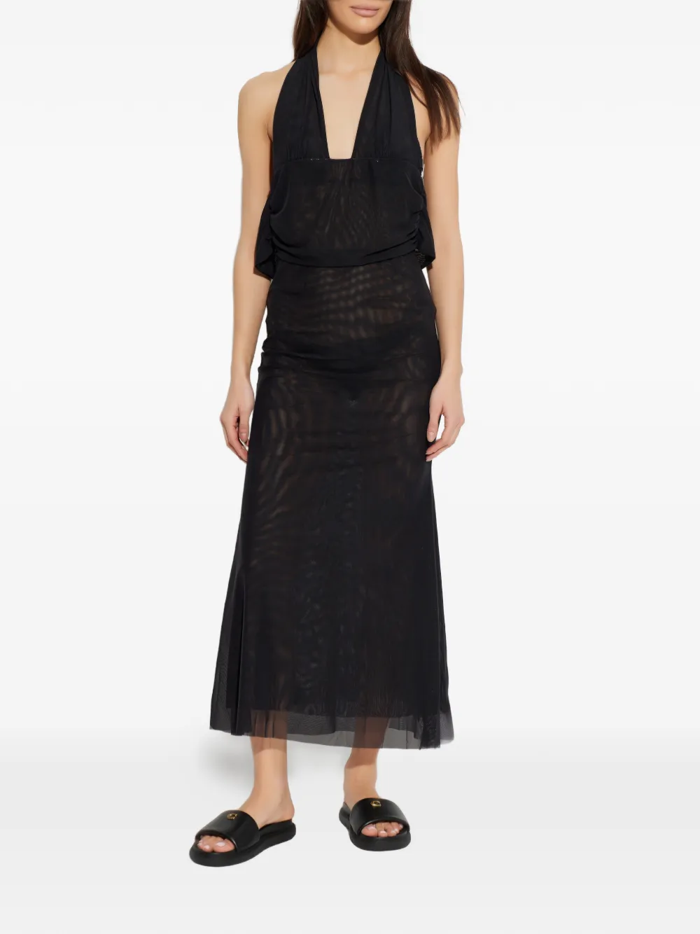  Bond-eye Alessia Halter-neck Midi Dress - Black 