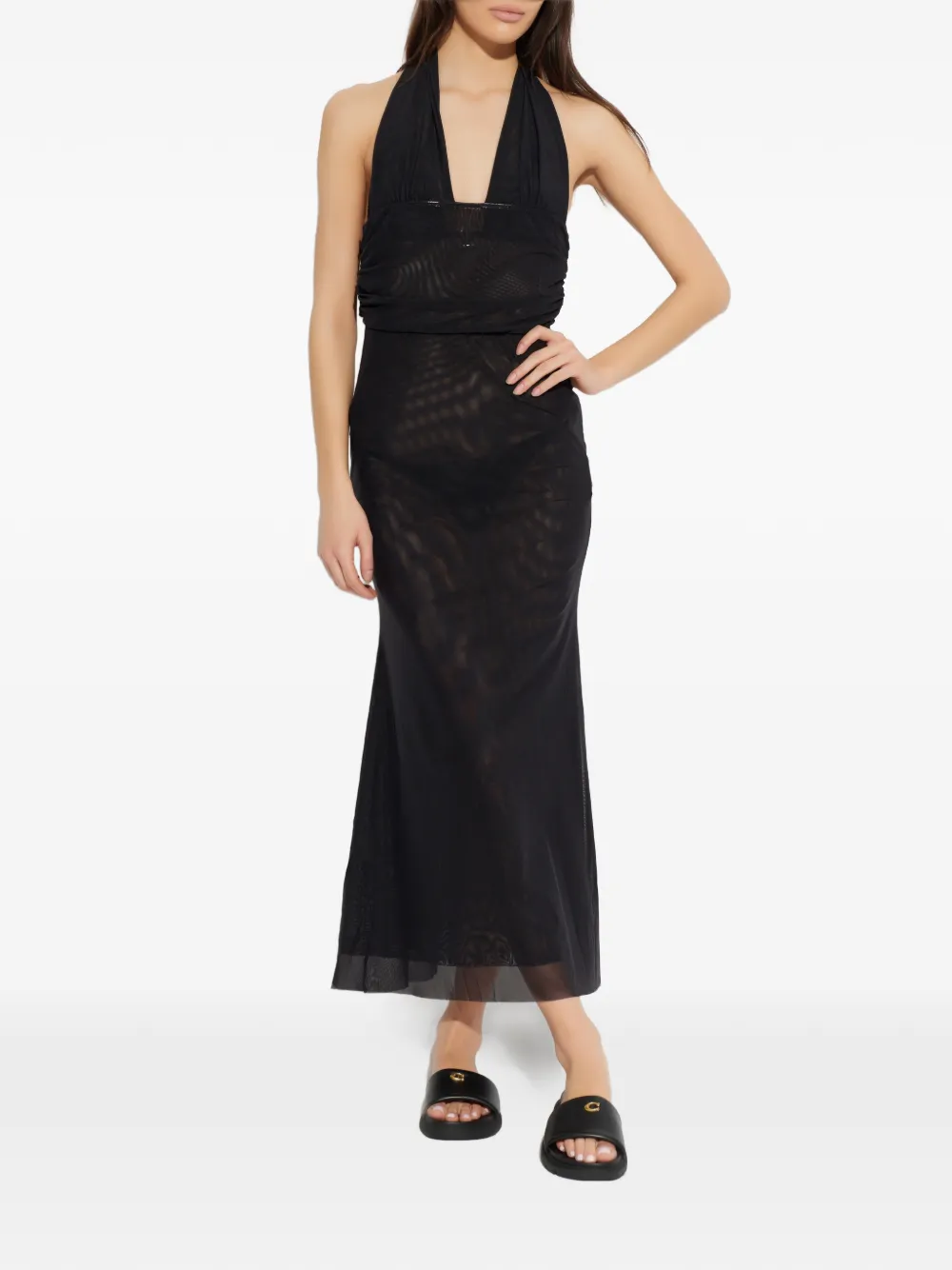  Bond-eye Alessia Halter-neck Midi Dress - Black 