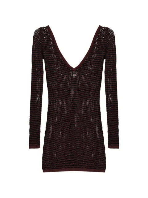 Bond-eye long-sleeve V-neck dress