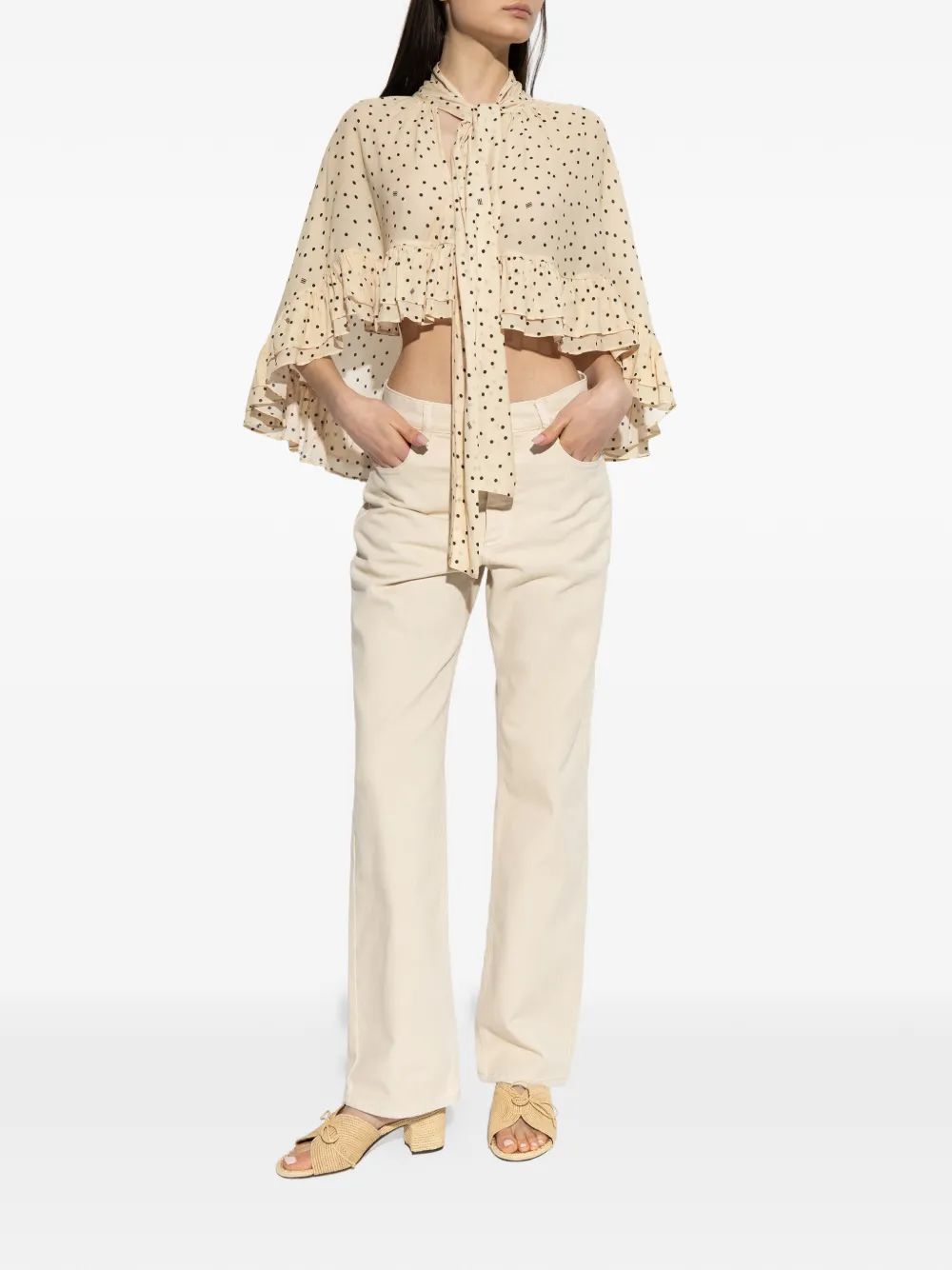  By Malene Birger Ruffled Polka-dot Jacket - Neutrals 
