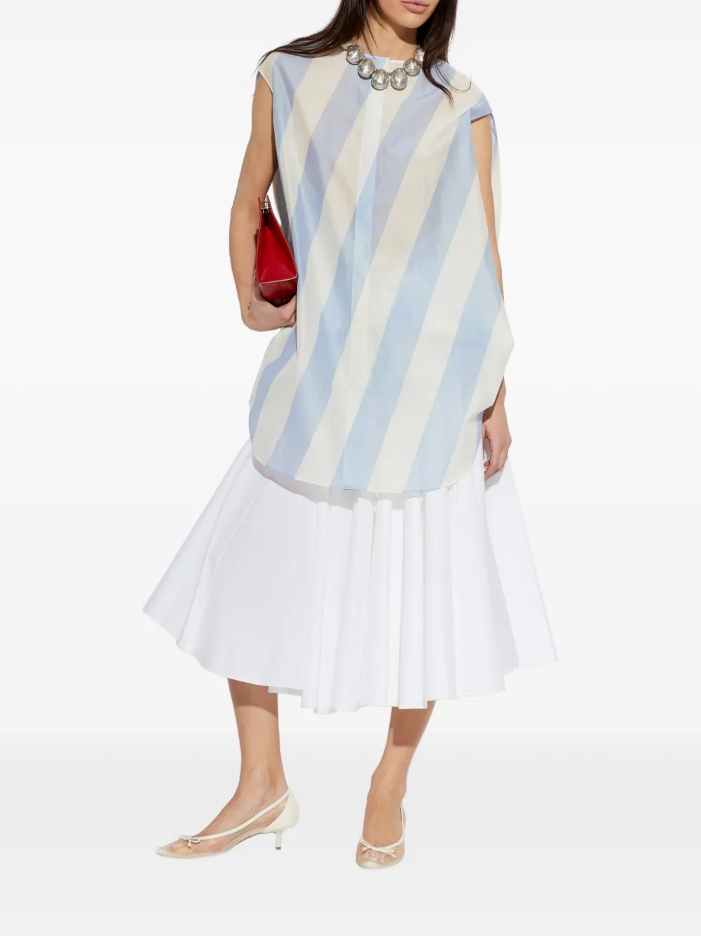  Jacquemus Berlingot Striped Curved-hem Shirt - Blue 