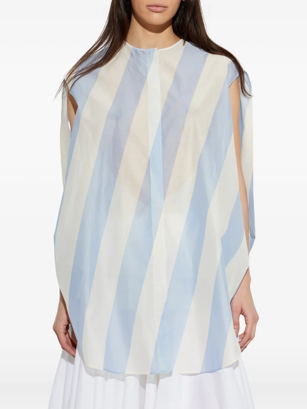  Jacquemus Berlingot Striped Curved-hem Shirt - Blue 