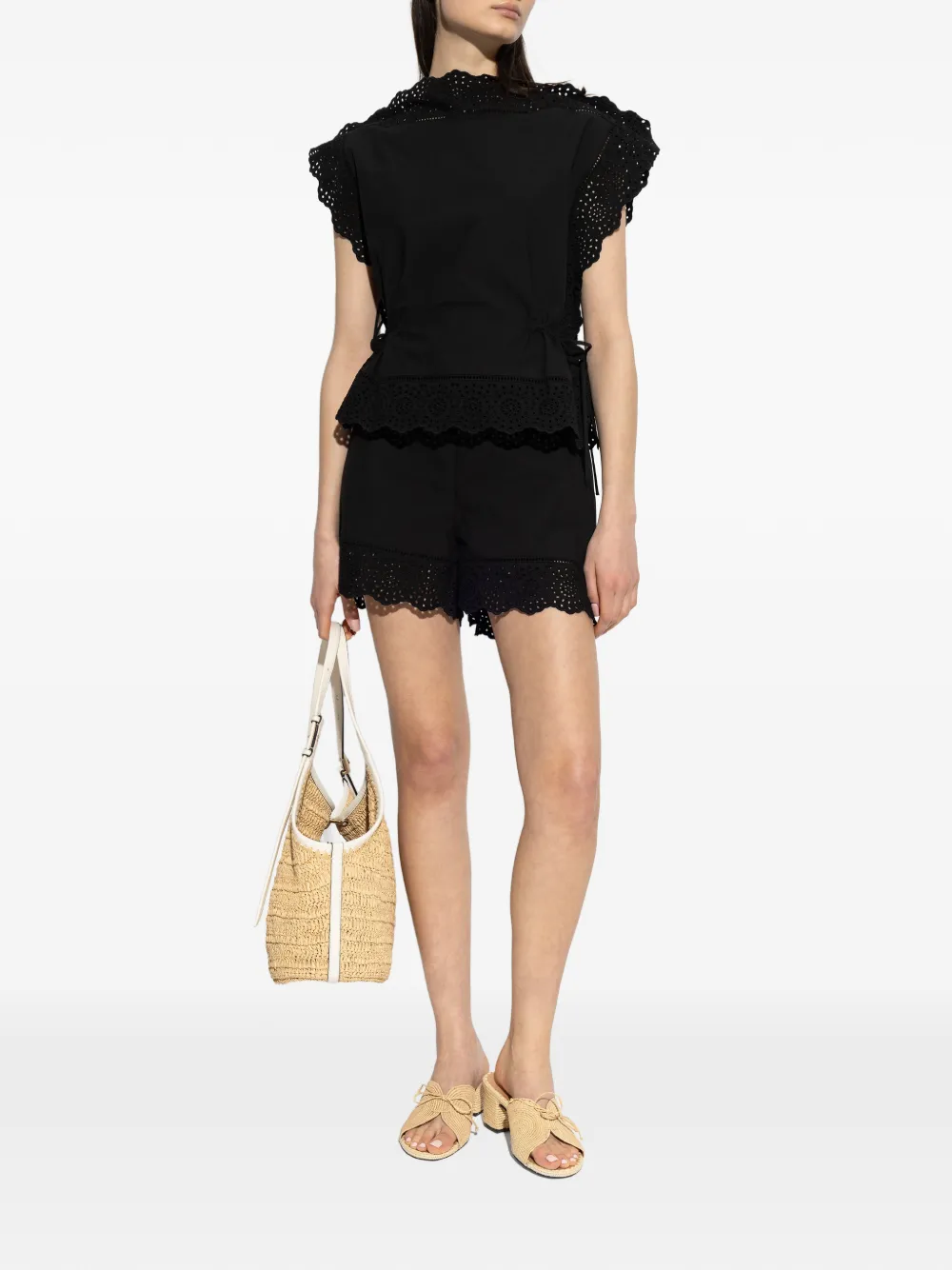  By Malene Birger Lace-trim Mini Shorts - Black 