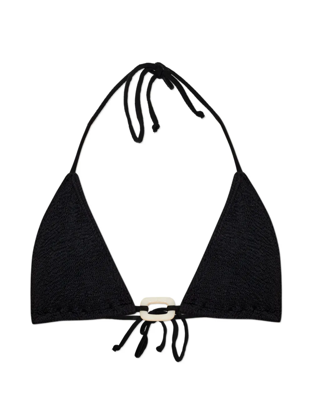 Bond-eye textured ring detail bikini top - Schwarz