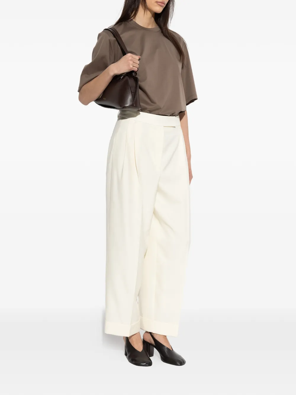  Róhe Crew-neck Short-sleeve T-shirt - Brown 