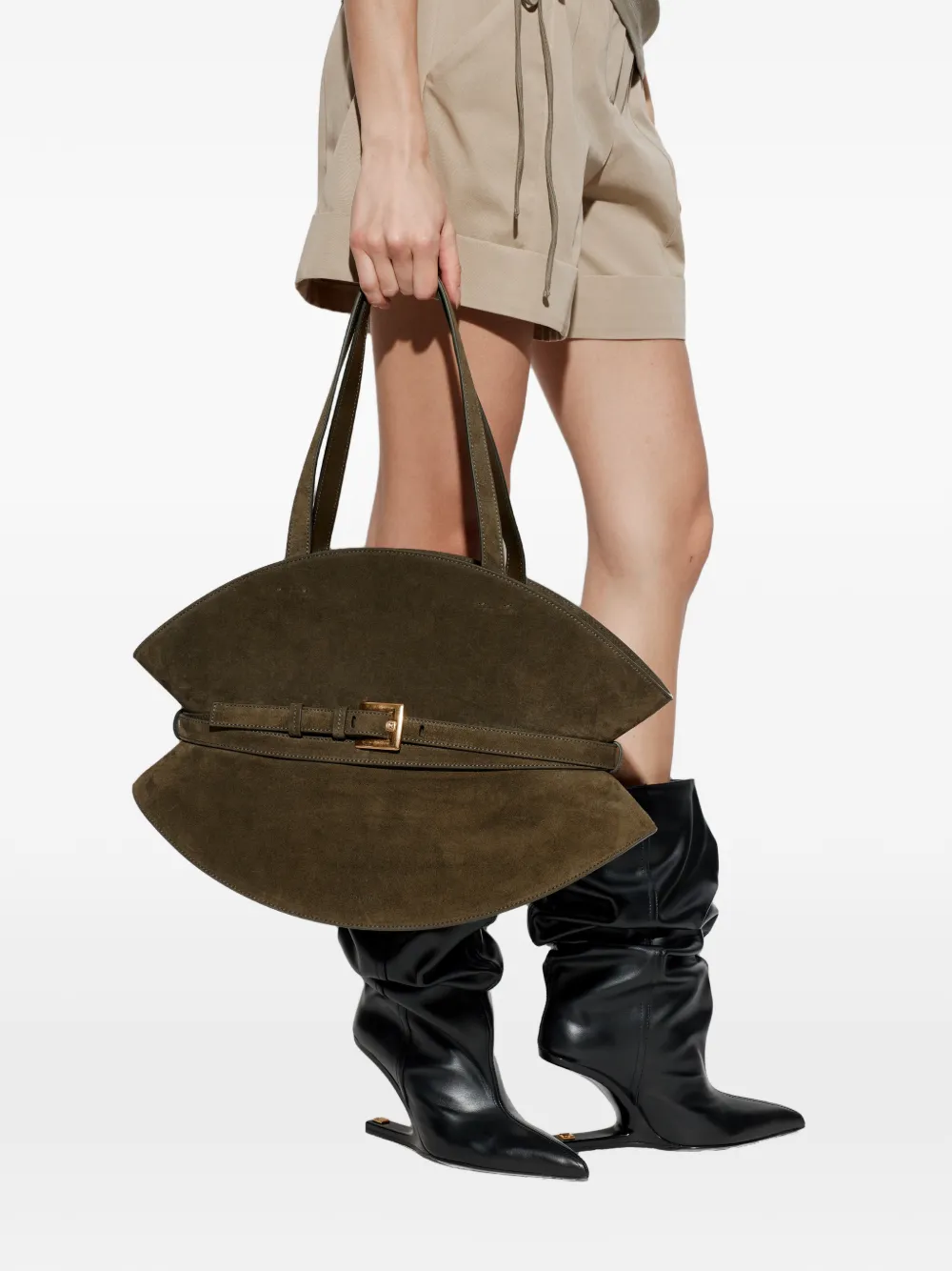  Balmain Medium Shuffle Belt Tote Bag - Green 