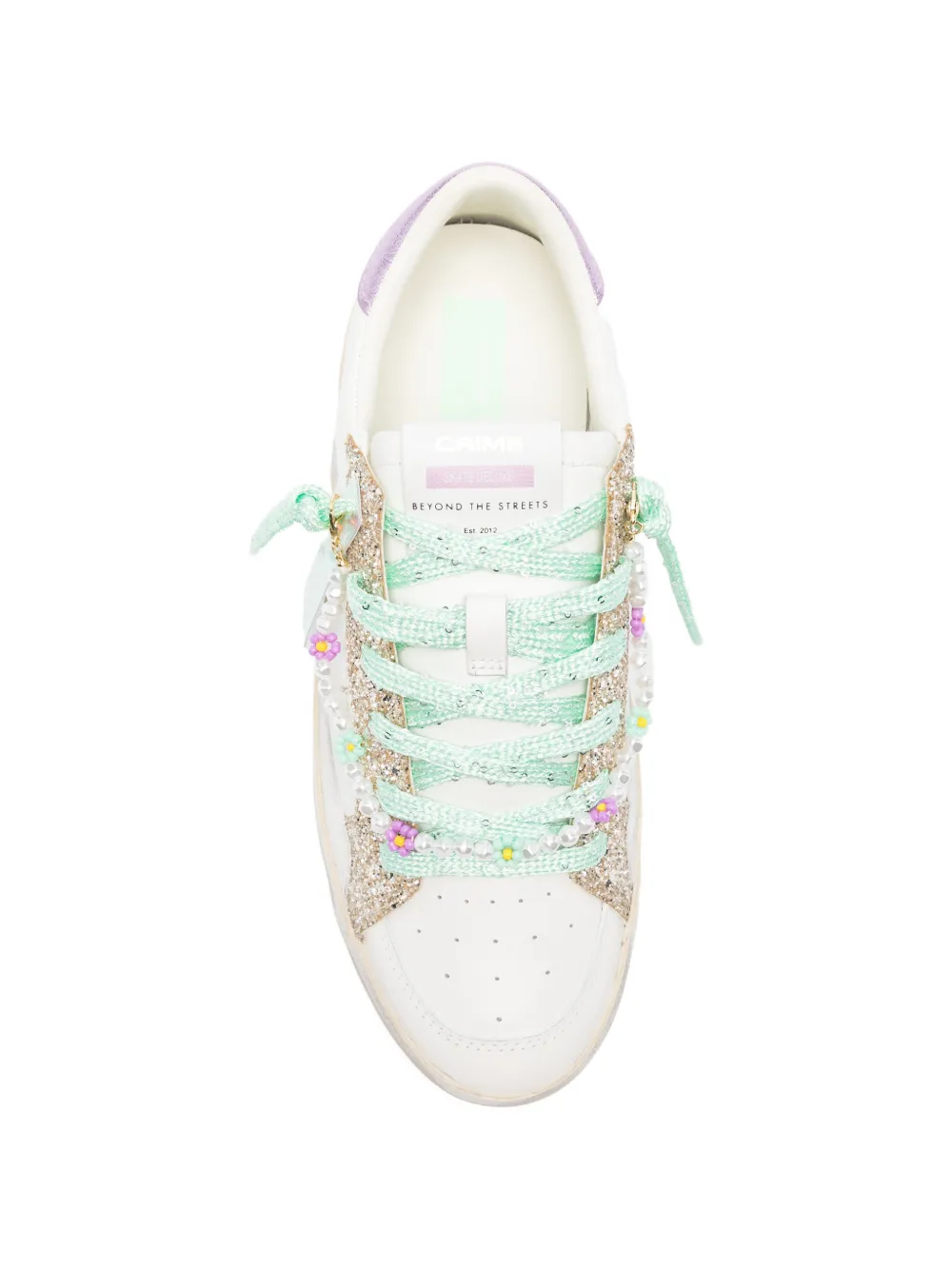 Crime London Sk8 Deluxe sneakers met glitter en kant Wit