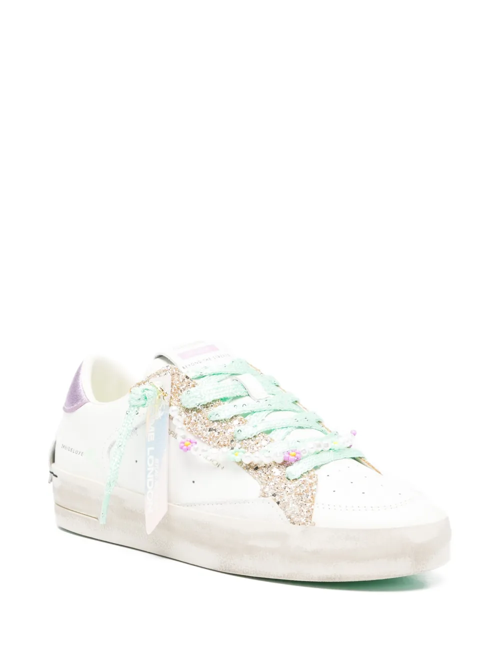 Crime London Sk8 Deluxe sneakers met glitter en kant Wit