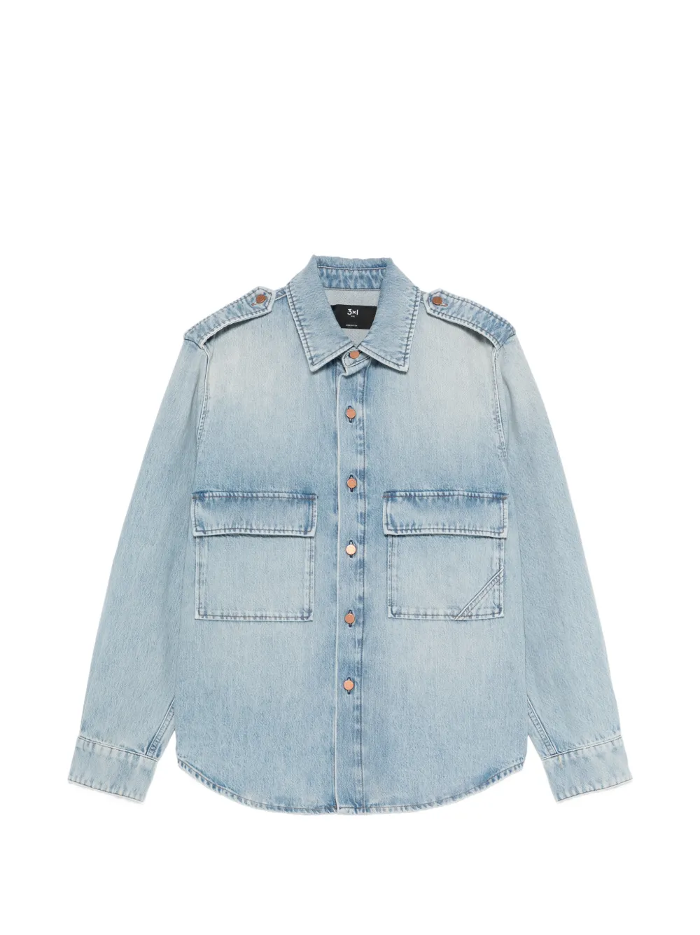 3x1 Kenya button cotton shirt - Blu