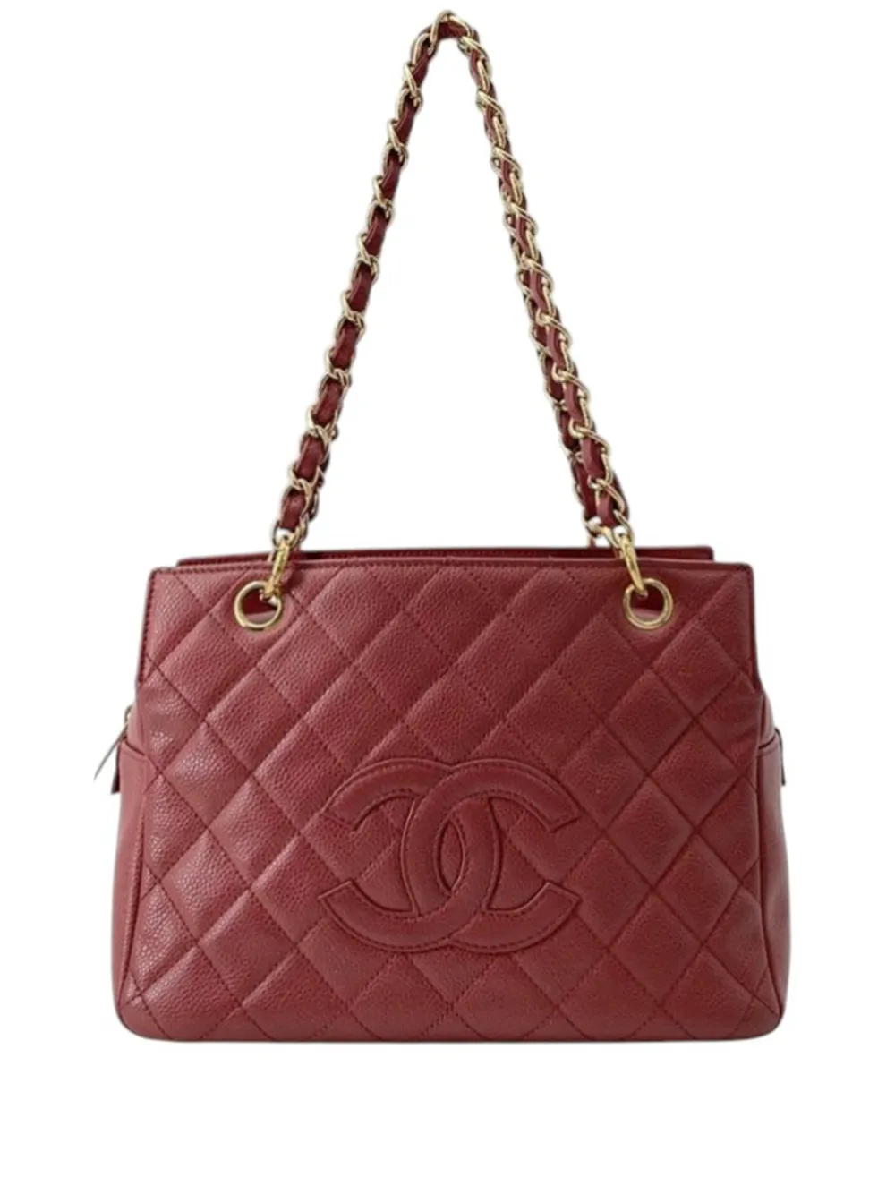 Pre-owned Chanel 2002-2003 Petite Caviar Timeless Tote Bag In Red