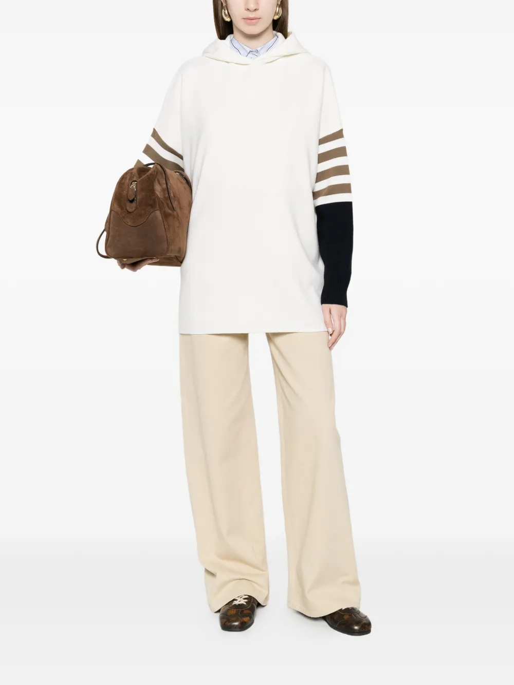 Max Mara Trui met gestreept detail Wit