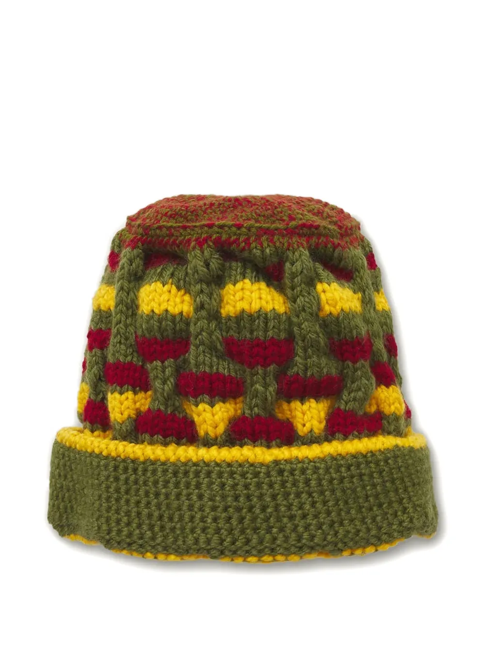 Nicholas Daley Roots Patterned Beanie Hat In Green