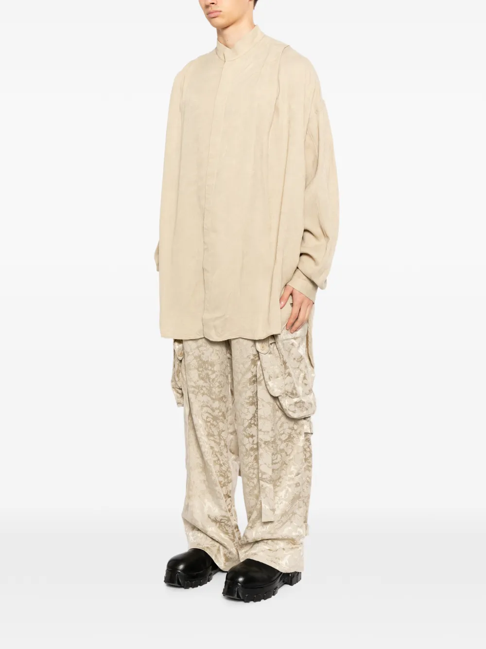 Julius Gesmockt overhemd Beige