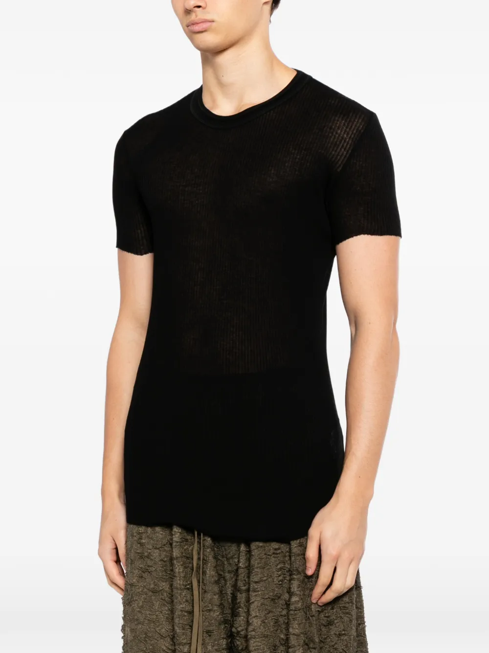 Julius Geribbeld T-shirt Zwart