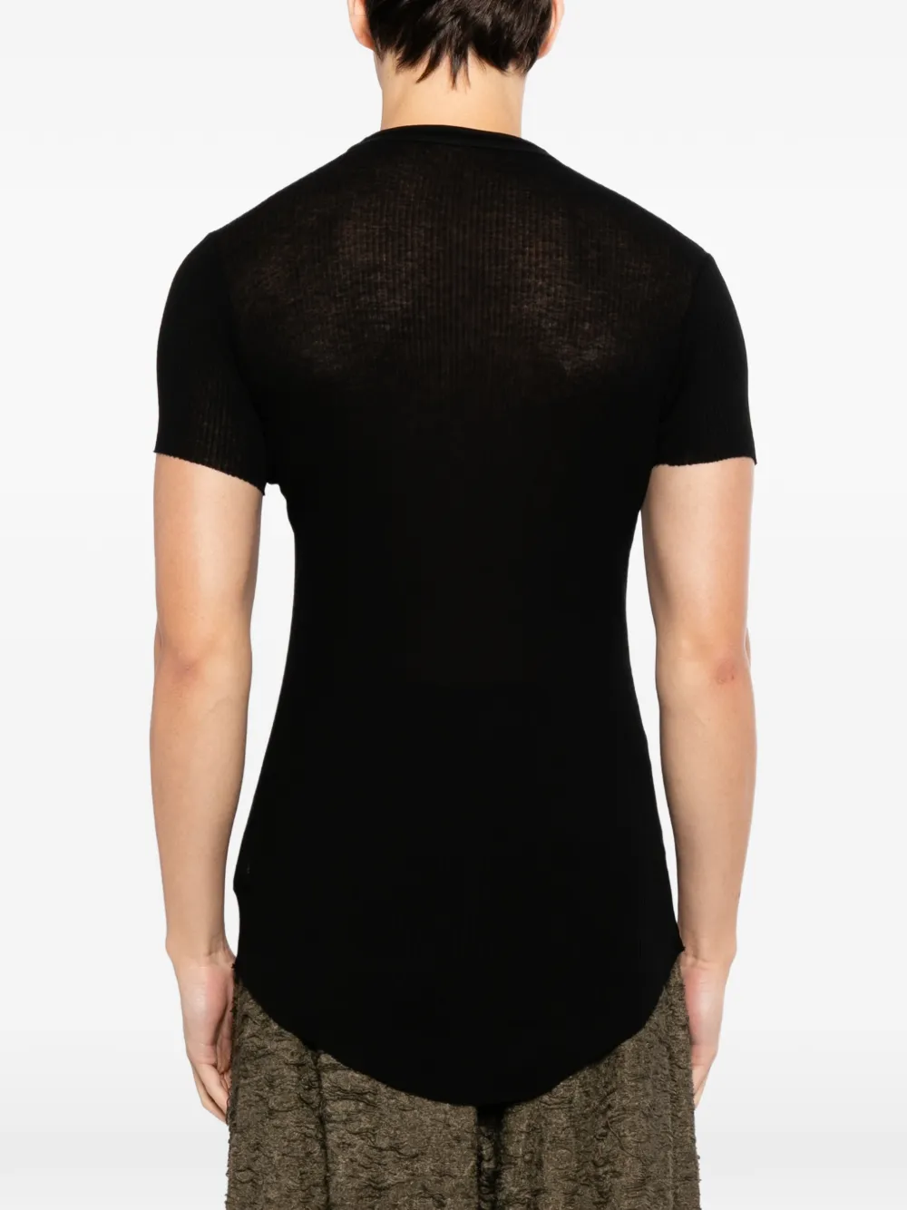 Julius Geribbeld T-shirt Zwart