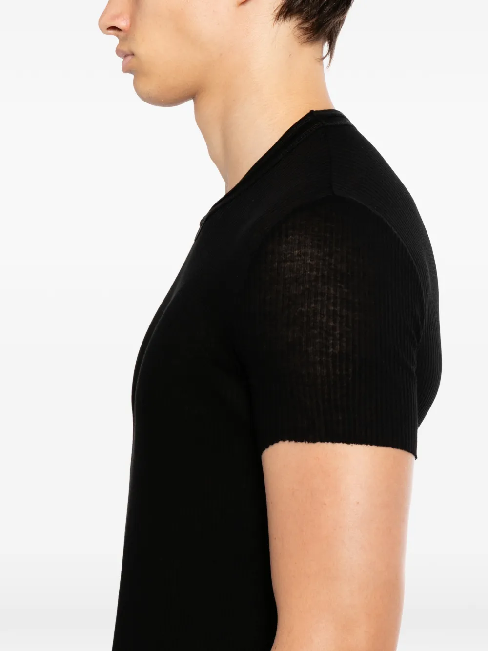 Julius Geribbeld T-shirt Zwart