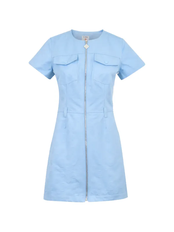 casablanca blue dress Short Sleeve Fit & Flare Dress - Casablanca