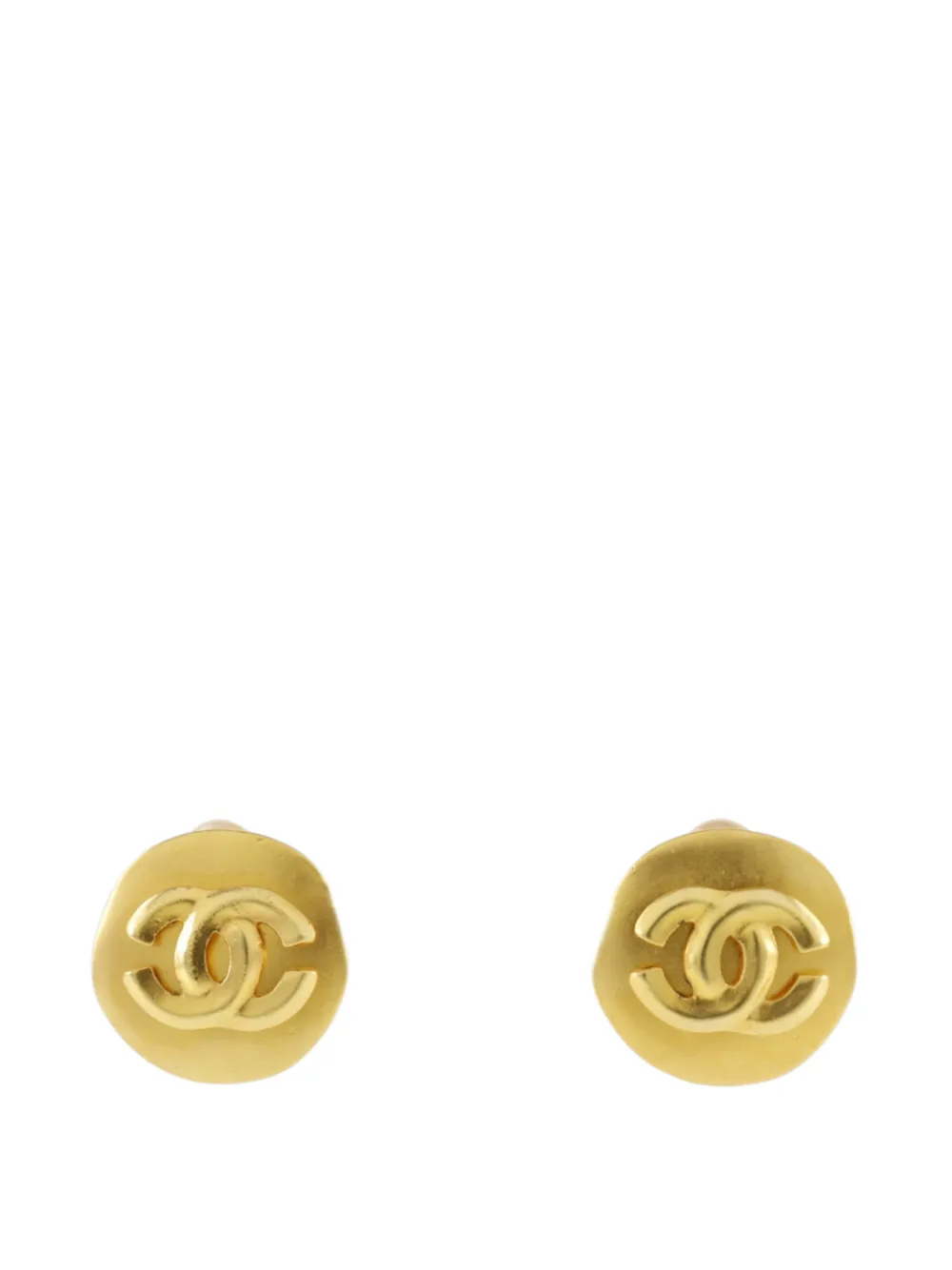 CHANEL Pre-Owned 1996 CC Gold Plated Round Clip On Earrings costume earrings - Oro