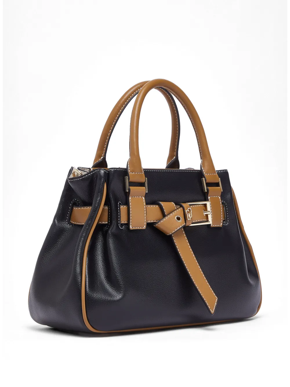 Small Two-Tone Buckle Tote Bag