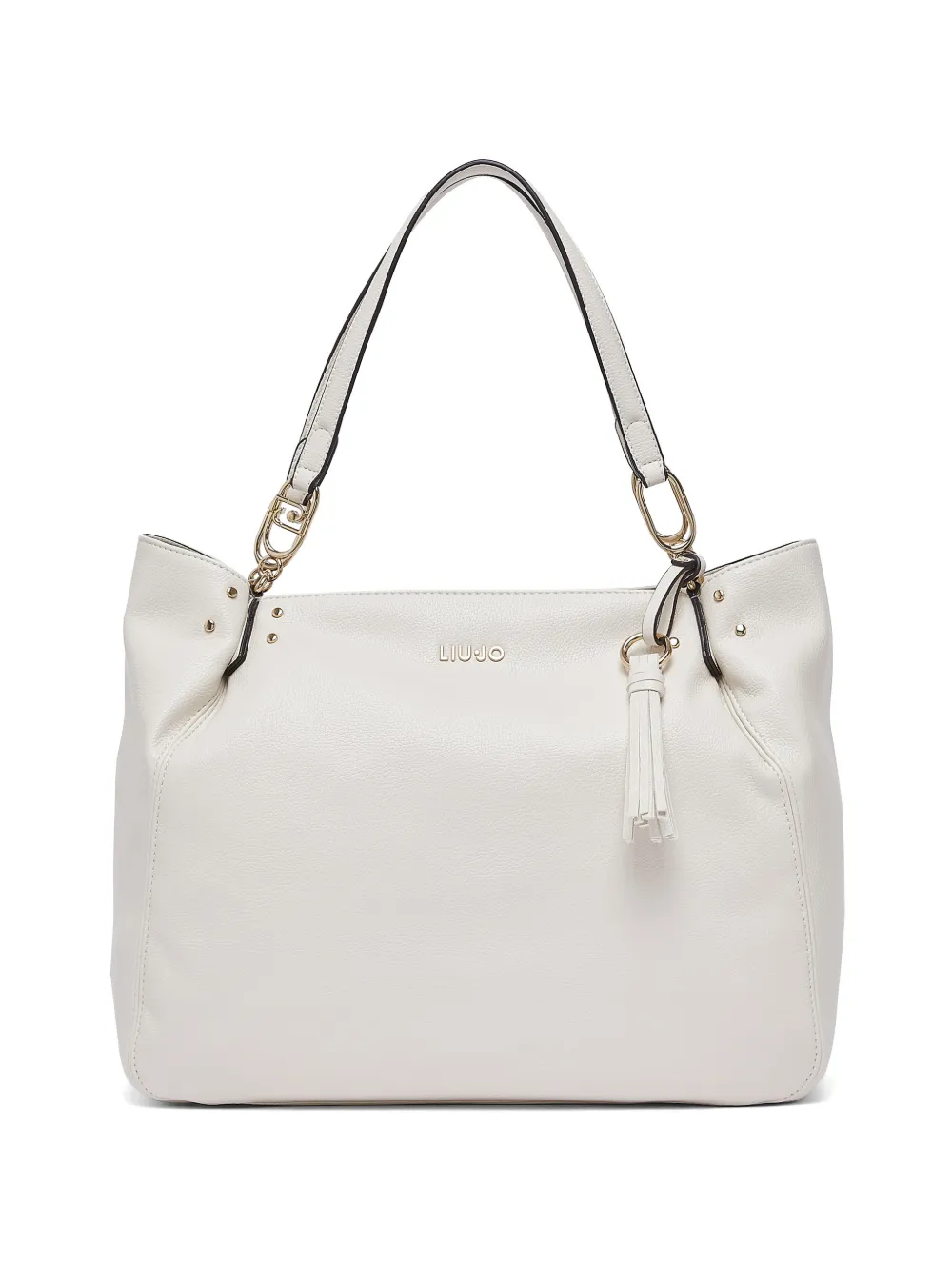 LIU JO medium drummed logo charm tote bag - Nude