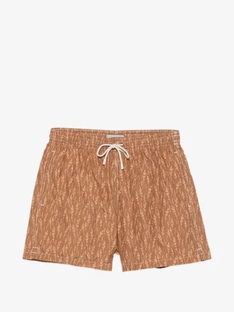 Canali Badeshorts mit Blatt-Print