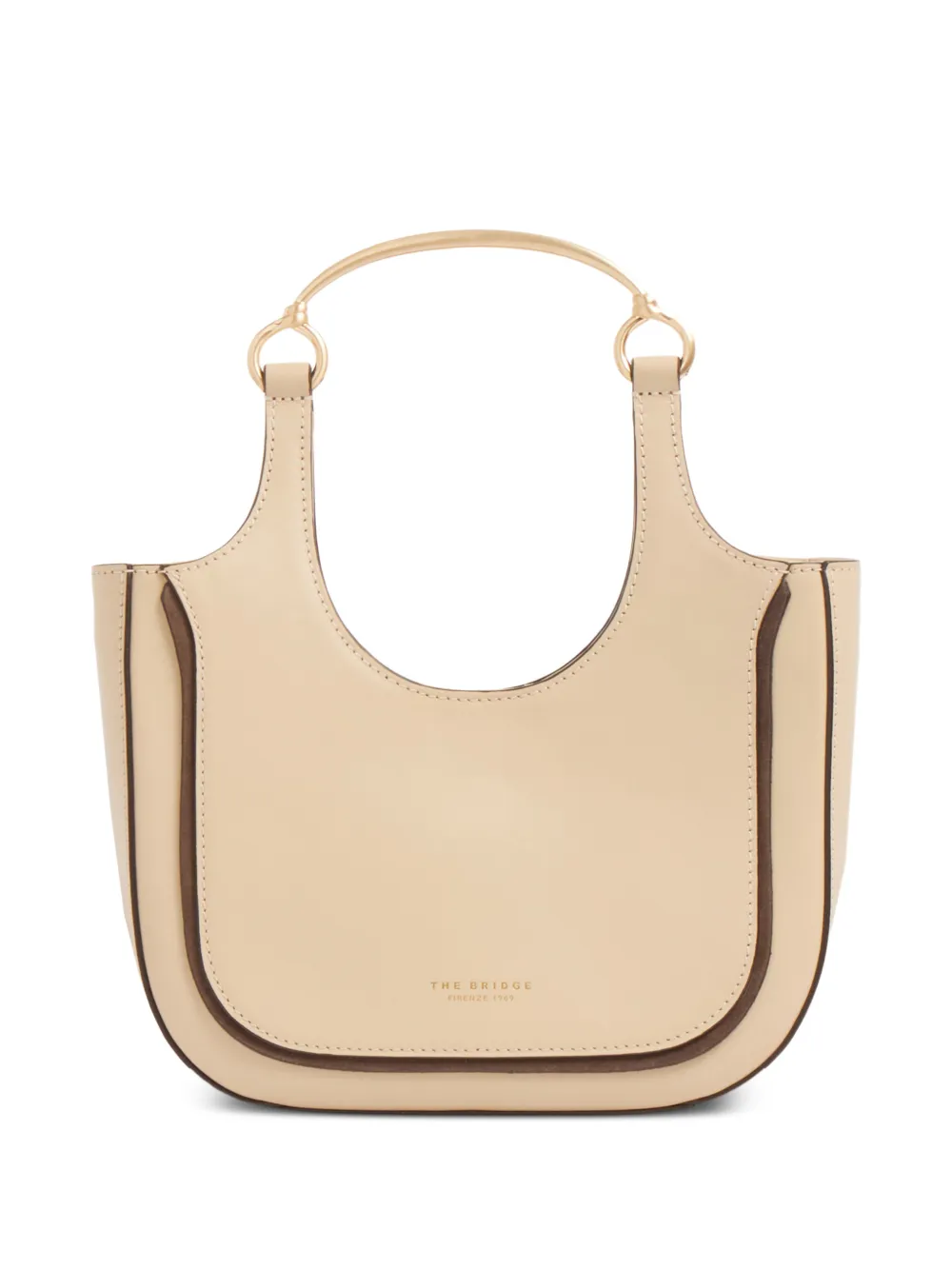 The Bridge metal handle leather mini clutch bag - Toni neutri