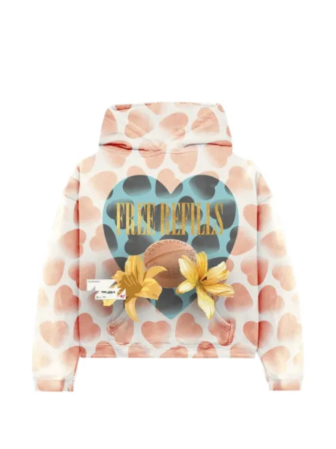 Free Refills heart print hoodie