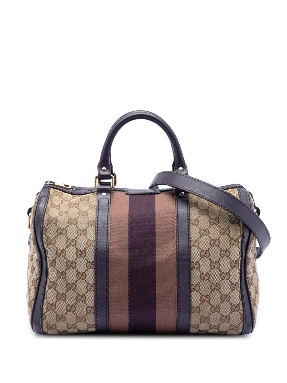 Gucci Pre-Owned 2016-2026 Medium GG Canvas Web Joy Boston Bag satchel - Viola