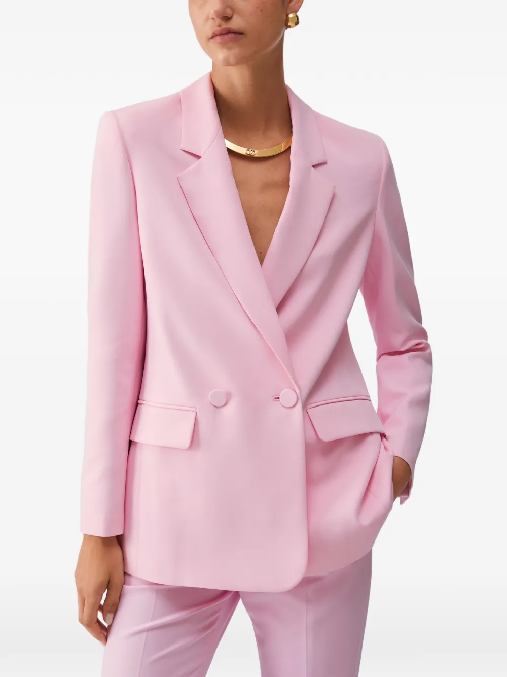 belted double-breasted blazer